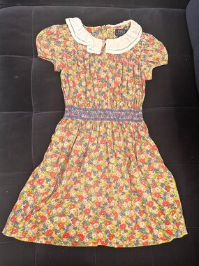 Ralph Lauren Floral Smocked Waist Dress - Red, Yellow, Blue